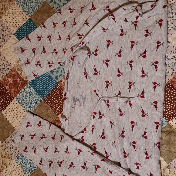 Christmas themed Women's Plus Long Sleeve with pants Fleece like Pajama Set - Picture 2 of 4